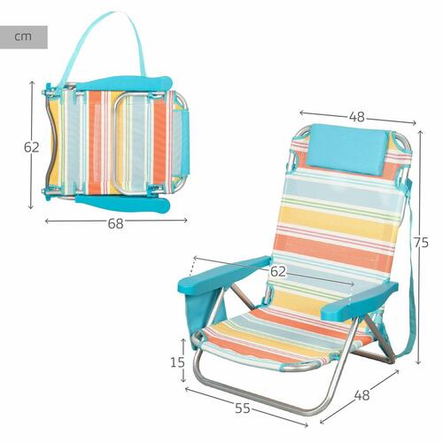 Strandstol Aktive 48 x 75 x 48 cm (2 enheder)
