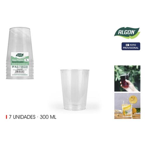 Glassæt Algon Plastik 300 ml 7 Dele (24 enheder)