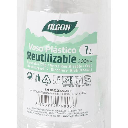 Glassæt Algon Plastik 300 ml 7 Dele (24 enheder)