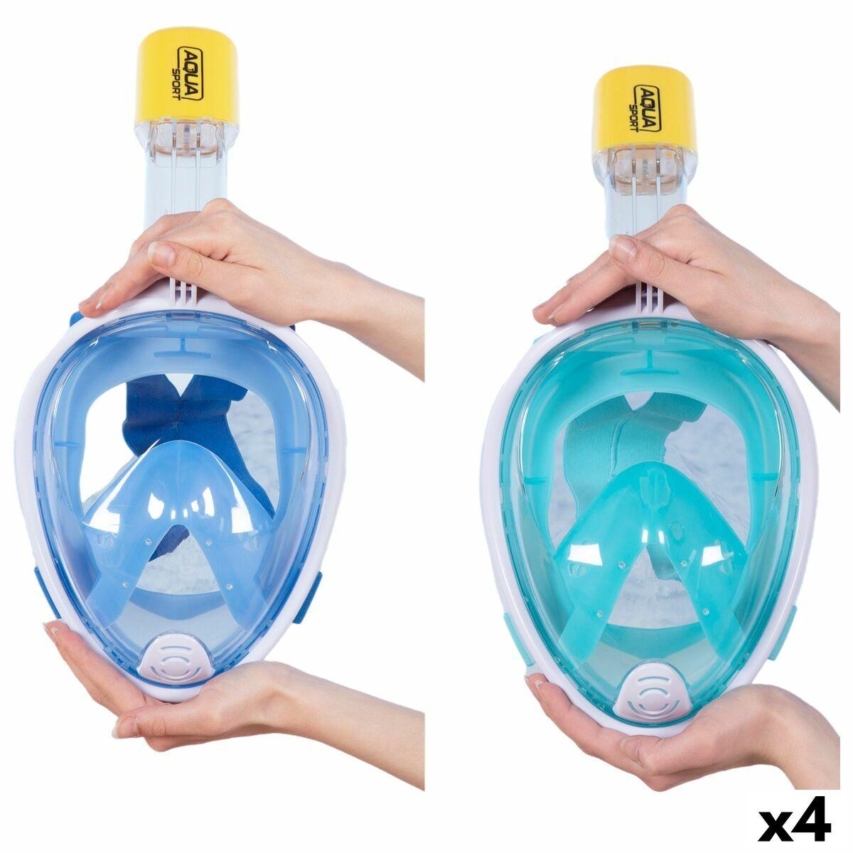 AquaSport snorkelmaske med sportskamerastøtte - Blå/Turkisblå (4 stk.)