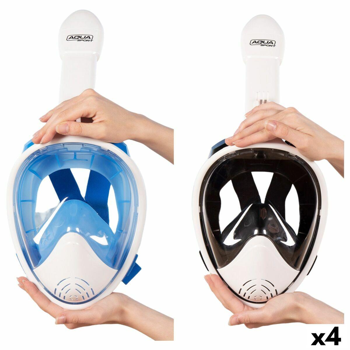 AquaSport snorkelmaske med sportskamerastøtte - Blå/Hvid (4 stk.)