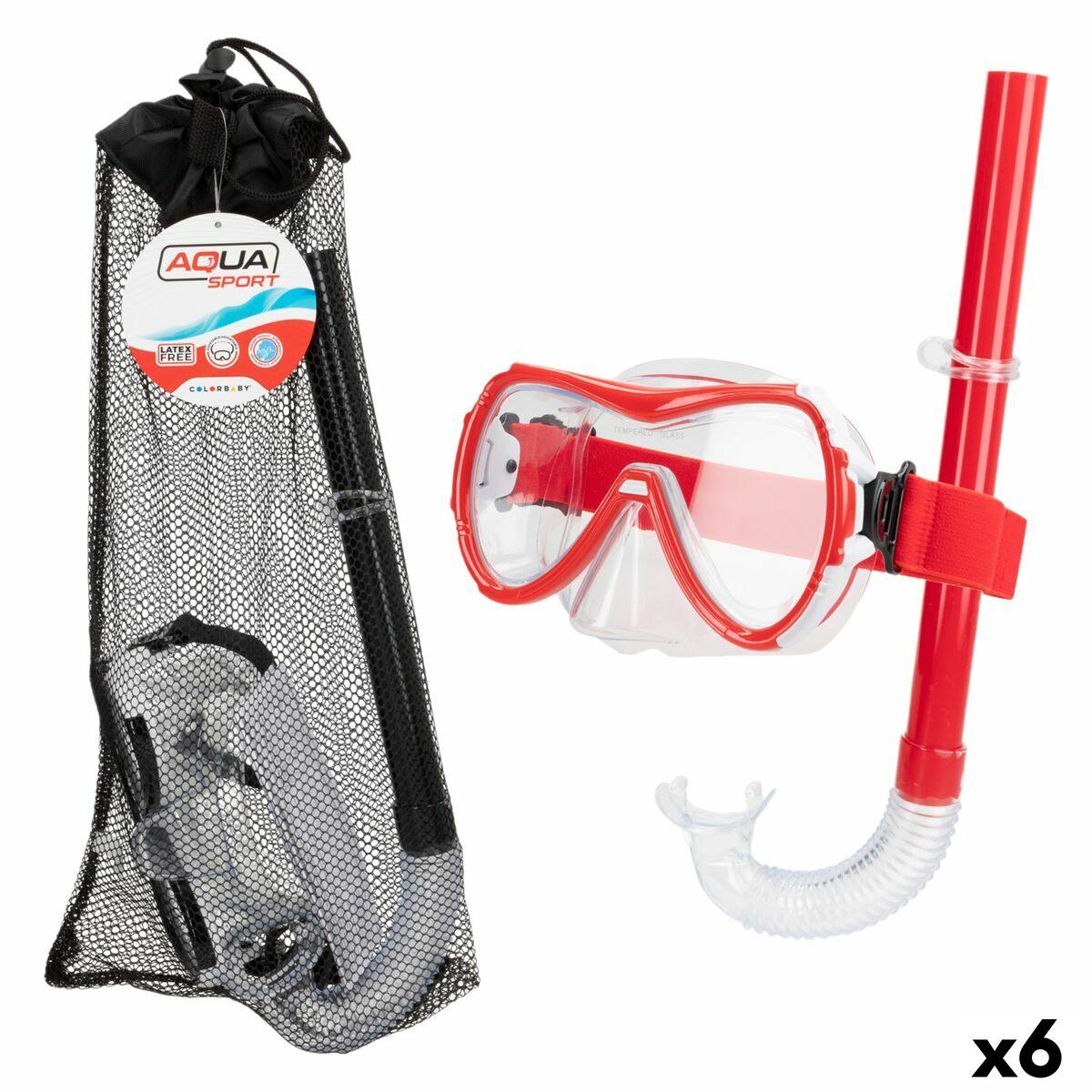 AquaSport snorkelsæt - dykkermaske og snorkel, sort/rød (6 stk.)