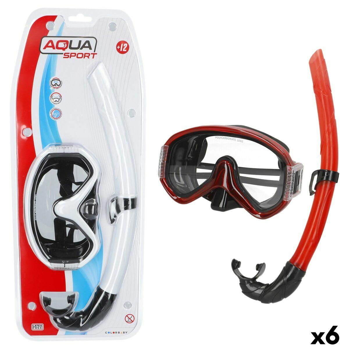 Snorkel beskyttelsesbriller og rør AquaSport (6 enheder)