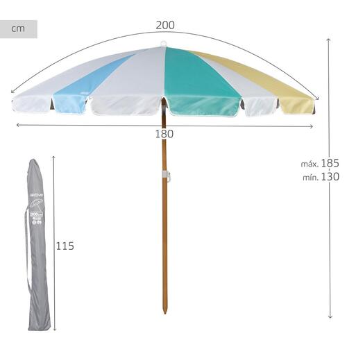 Solskærm Aktive Ø 200 cm 20 x 185 x 20 cm (6 enheder)