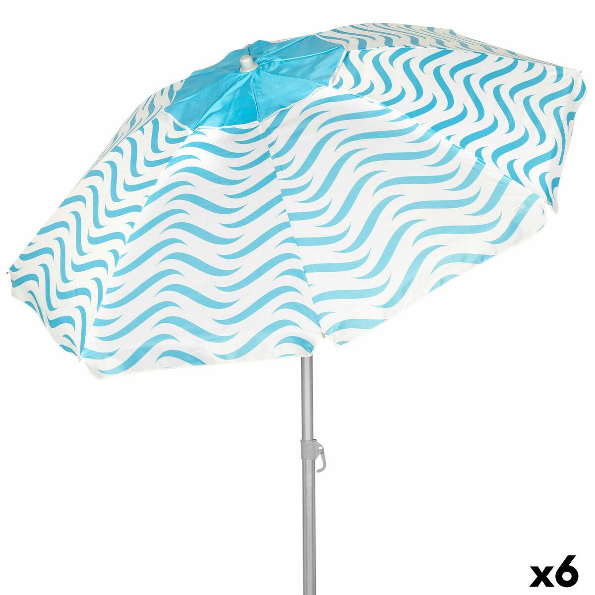Aktive solskærm/parasol Ø 220 cm - Blå bølgemønster (6 stk)
