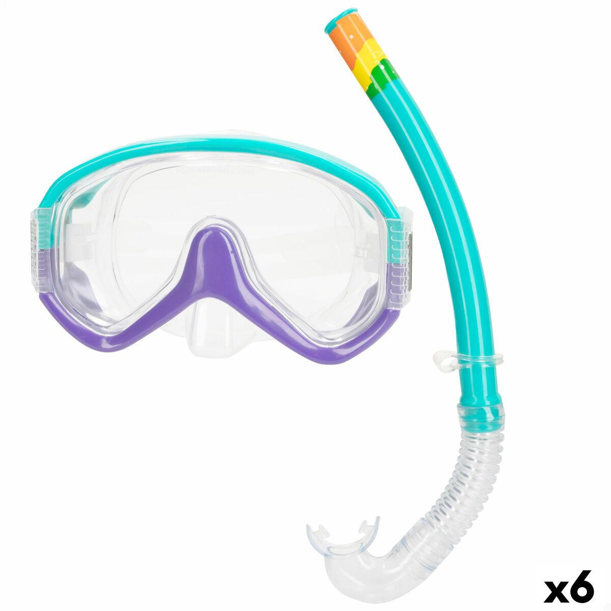 AquaSport snorkelmaske og rør - turkisblå (6 stk.)