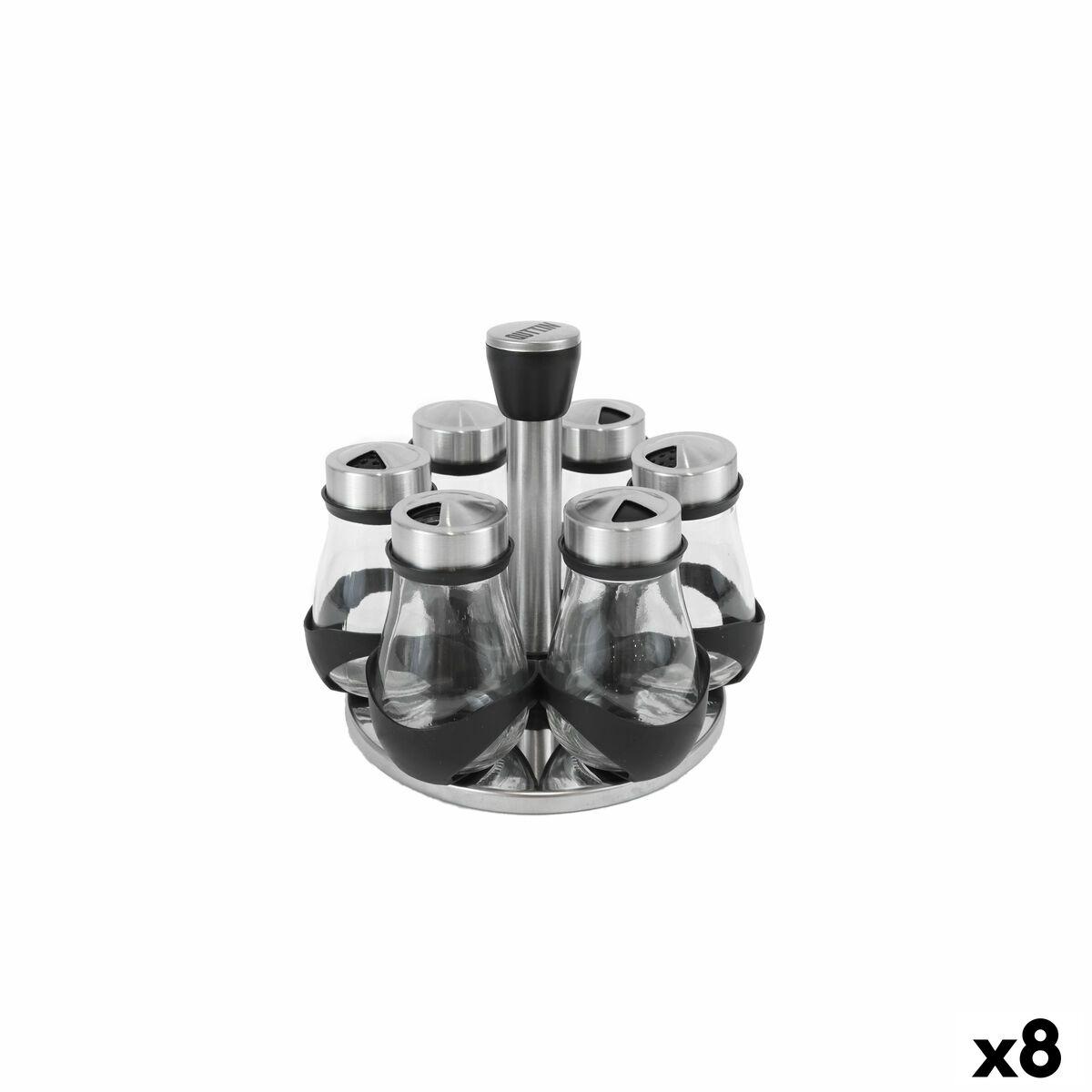 Quttin krydderihylde i rustfrit stål - sæt med 6 glas, 17,8 × 17,8 × 16,3 cm (8 enheder)