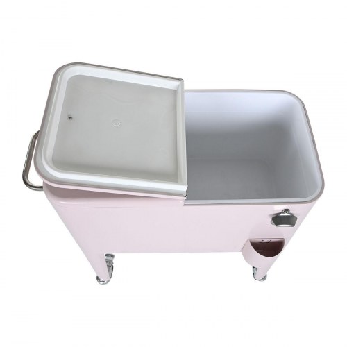 Køleboks på hjul - pink, stål/polypropylen, 74 × 43 × 80 cm