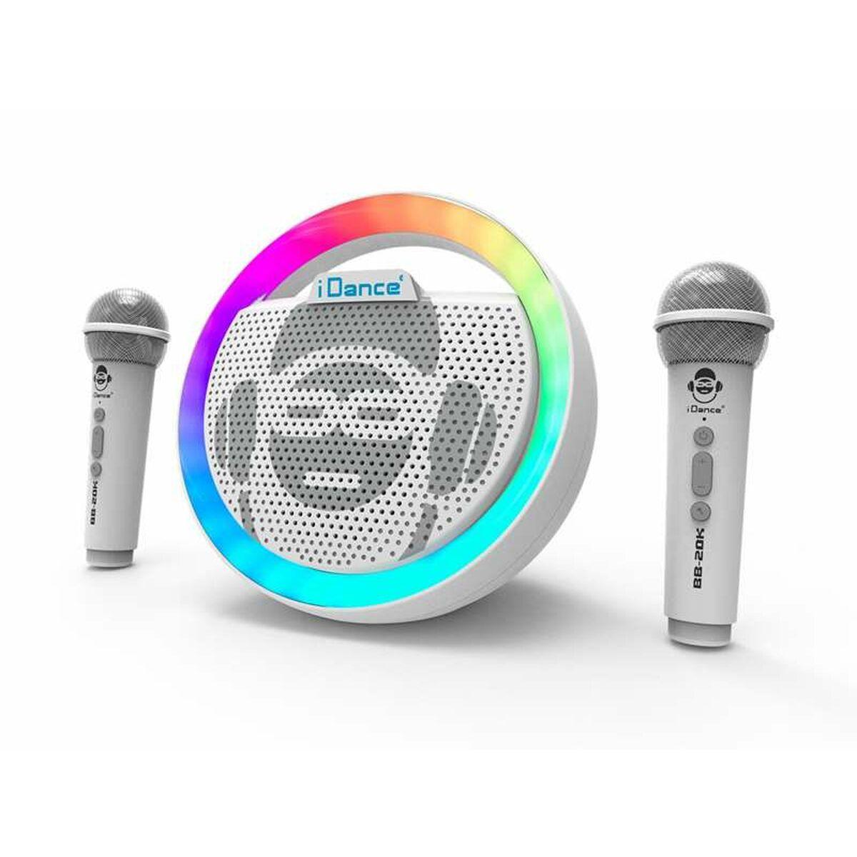 IDance højttaler med karaokemikrofon - hvid, trådløs