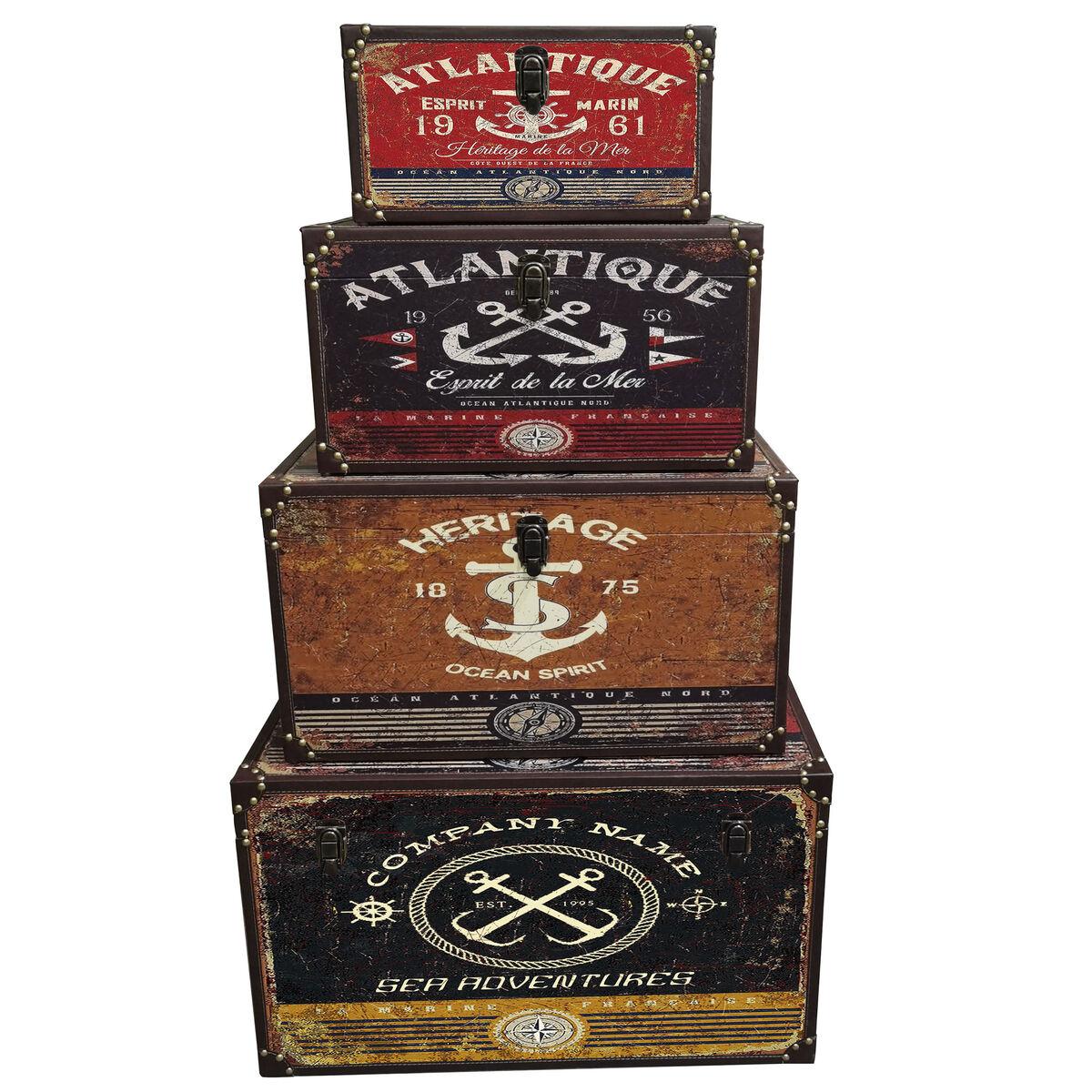 Dekorative æsker - multifarvet, træ og lærred (sæt)