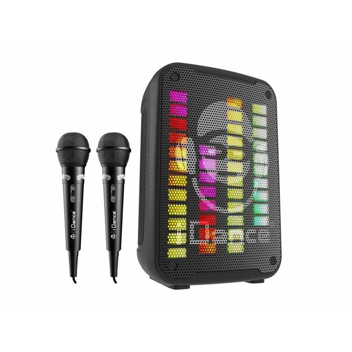 Trådløs karaokehøjttaler med 2 mikrofoner - sort