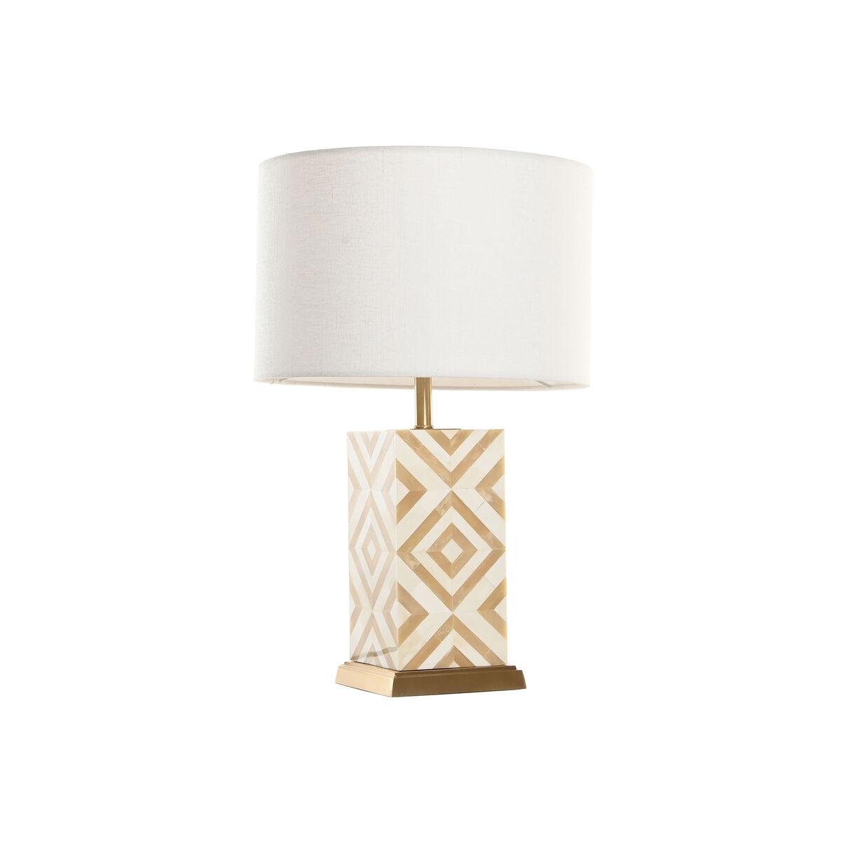 Bordlampe Home ESPRIT Hvid Beige Gylden 50 W 220 V