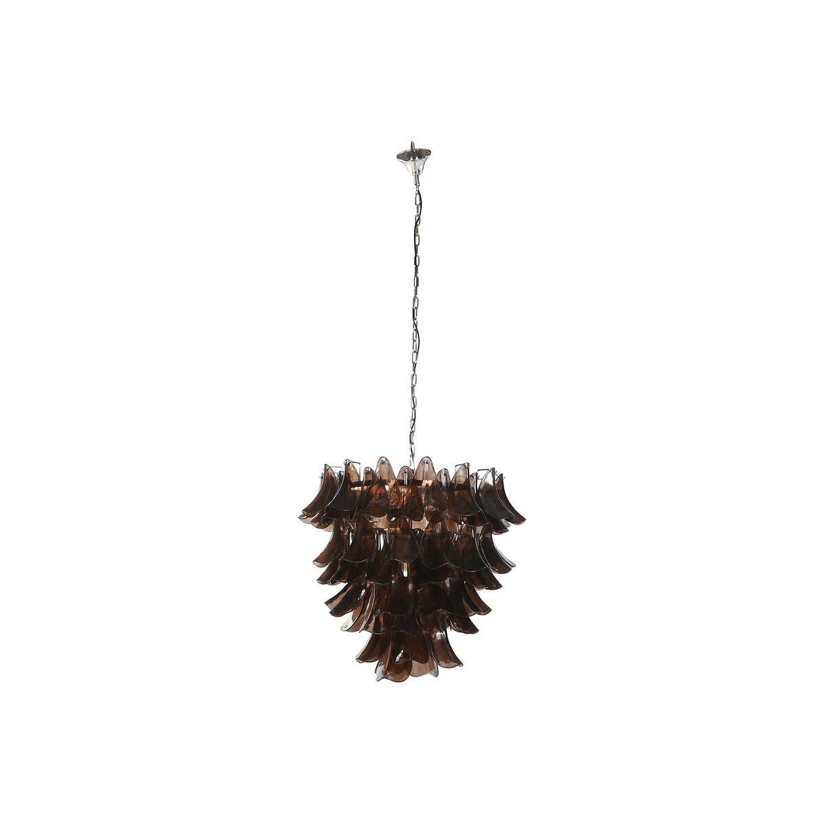 Loftslampe - brun/sølv, krystal og stål, E14, 25 W, 80 × 80 × 80 cm