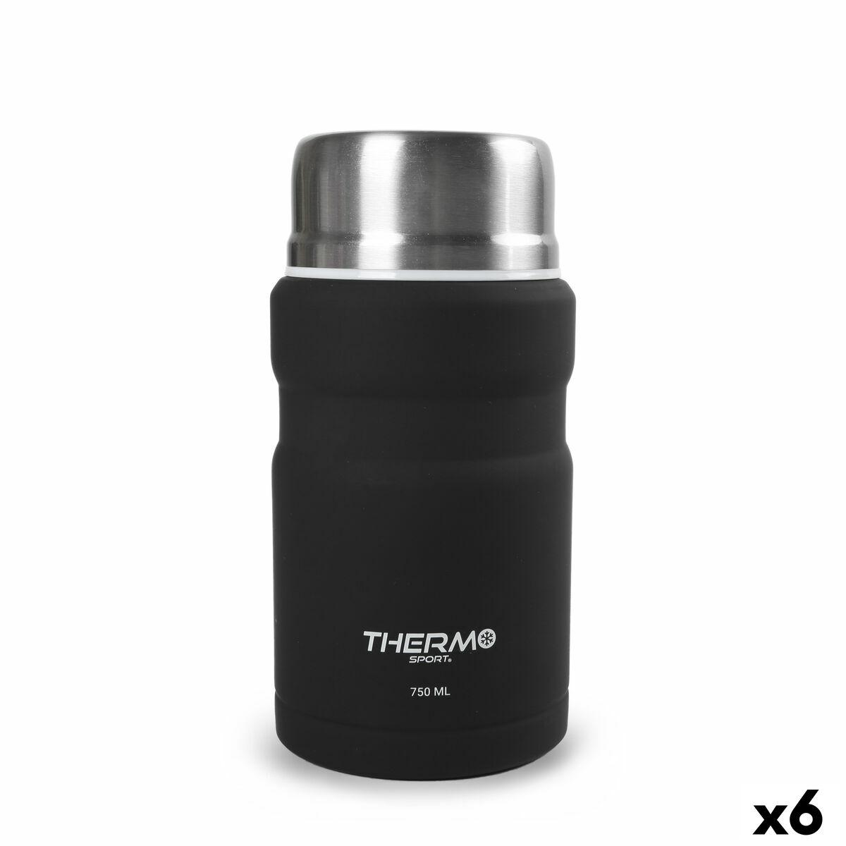 ThermoSport termoflaske i stål - sort, 750 ml (6 stk.)