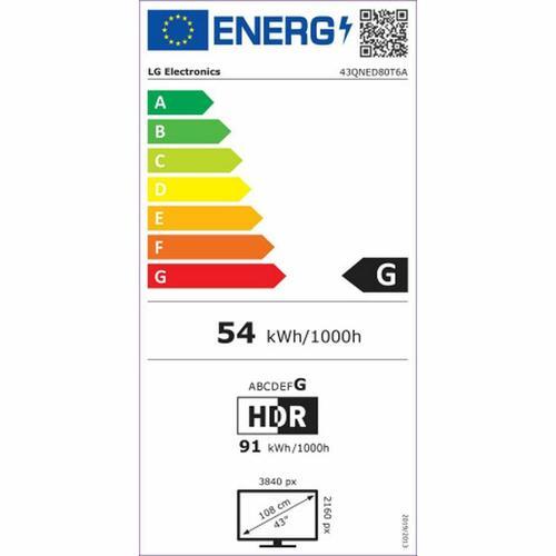 Smart TV LG 43QNED80T6A 43" 4K Ultra HD HDR Edge-LED QNED (OUTLET A)