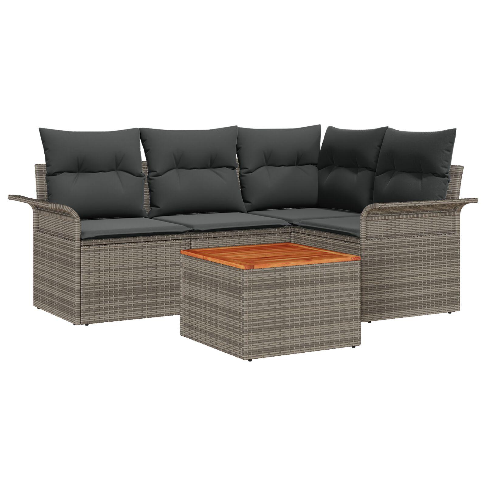 Havesofa Sæt med pude med opbevaring 5 stk Grå 55 x 55 x 37 cm billede