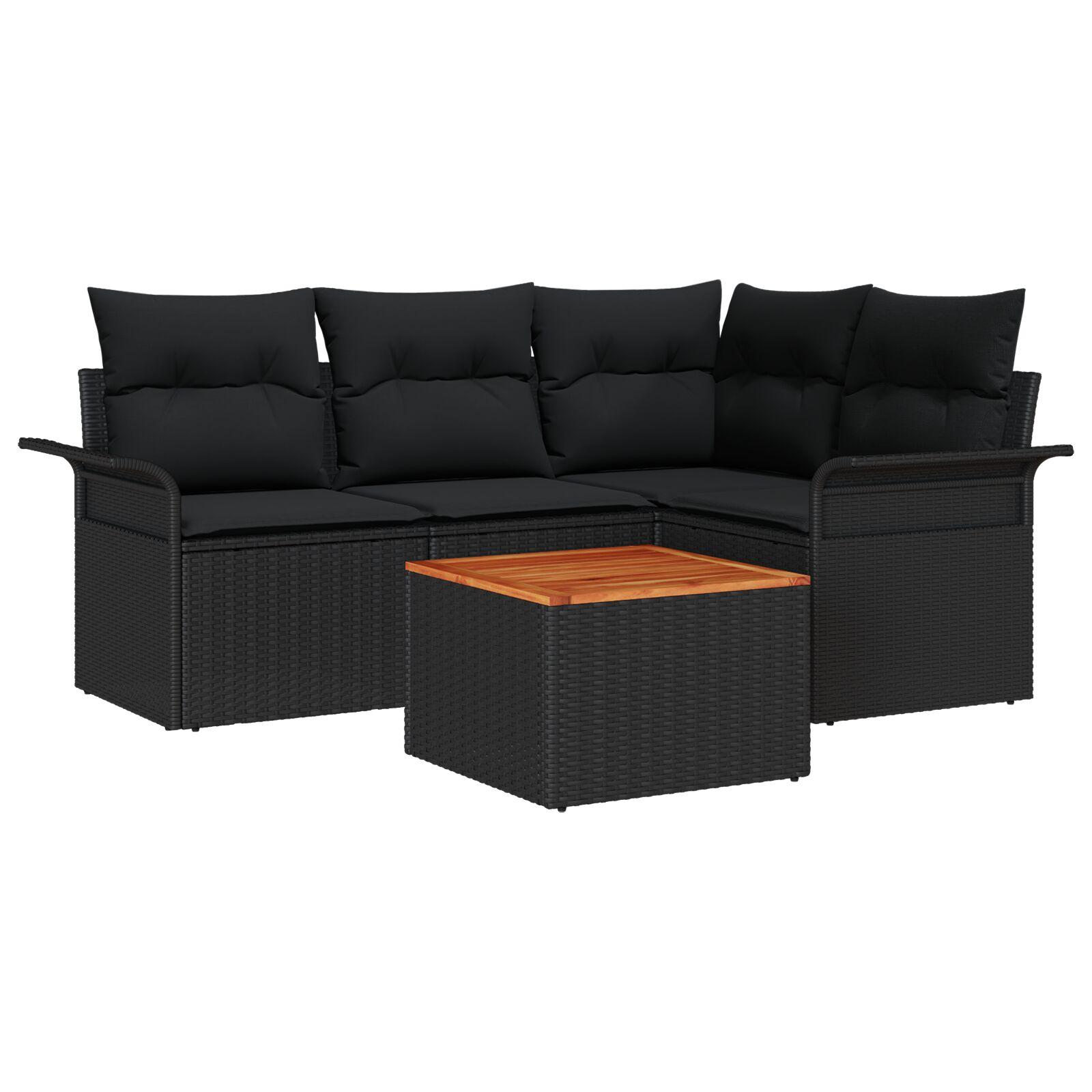 Havesofa Sæt med pude med opbevaring 5 stk Sort 55 x 55 x 37 cm billede