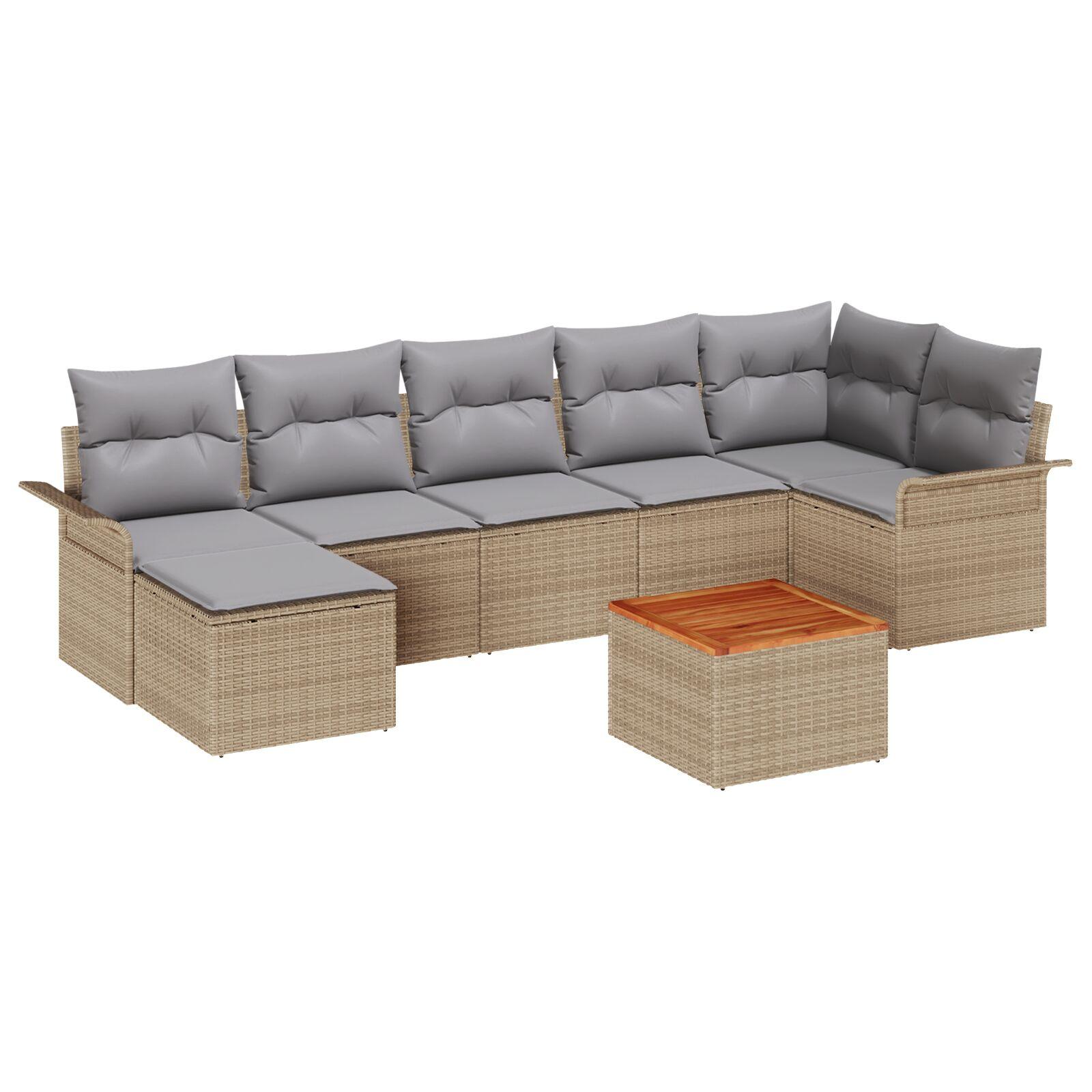 Havesofa Sæt med pude med opbevaring 8 stk Beige og lys grå billede