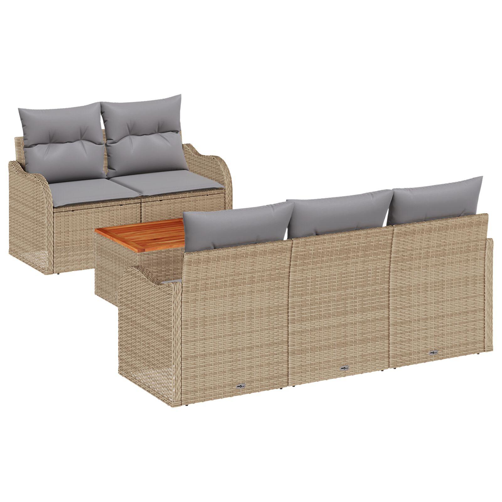 Havesofa Sæt med pude 6 stk Beige og lys grå 55 x 55 x 37 cm billede
