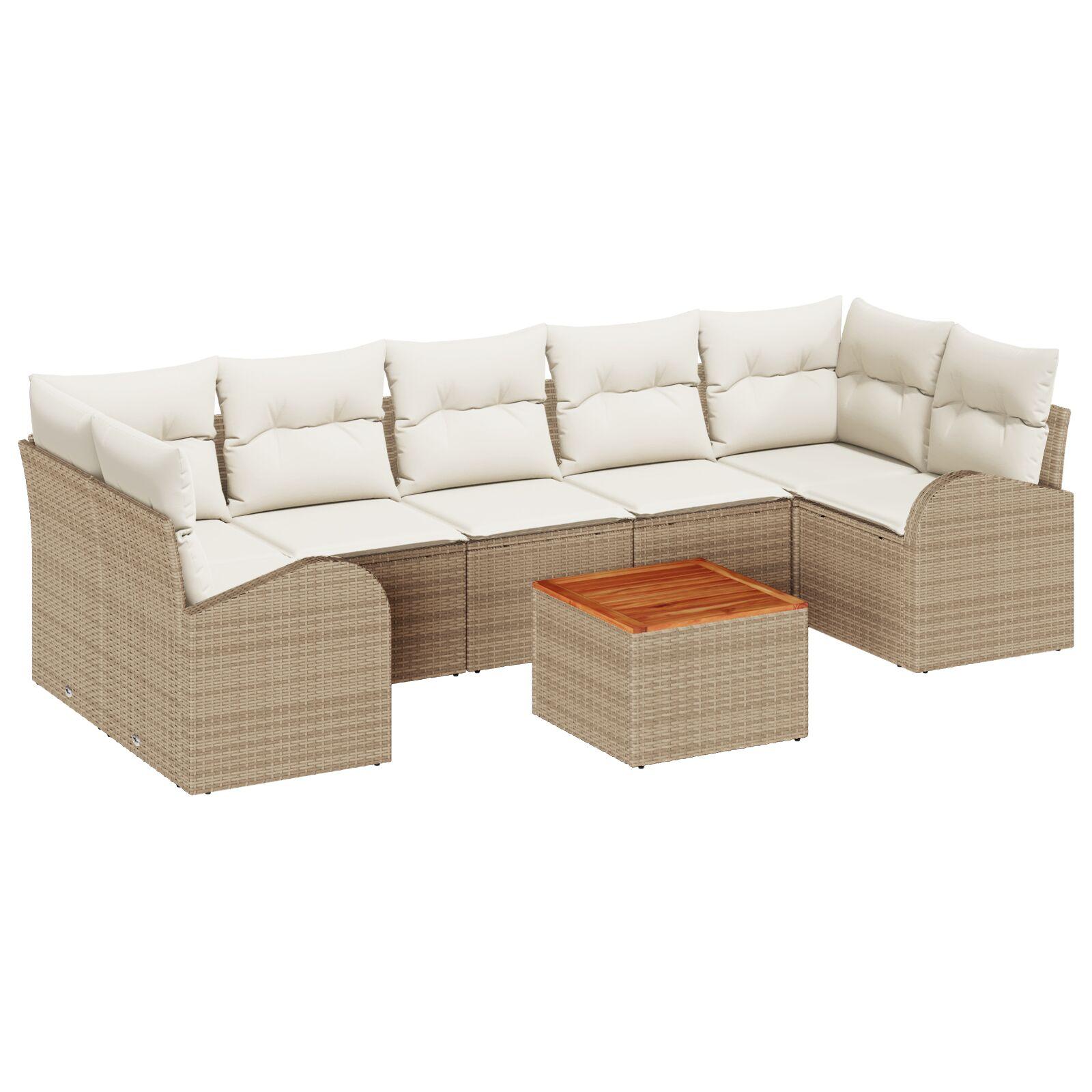 Havesofa Sæt 8 stk Beige og hvid billede