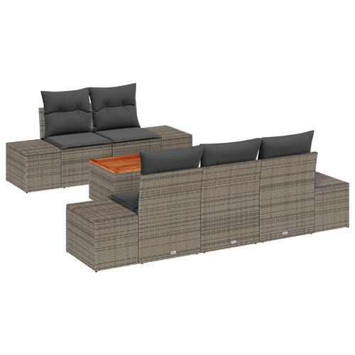 6-delt have sofa sæt med puder i grå poly rattan