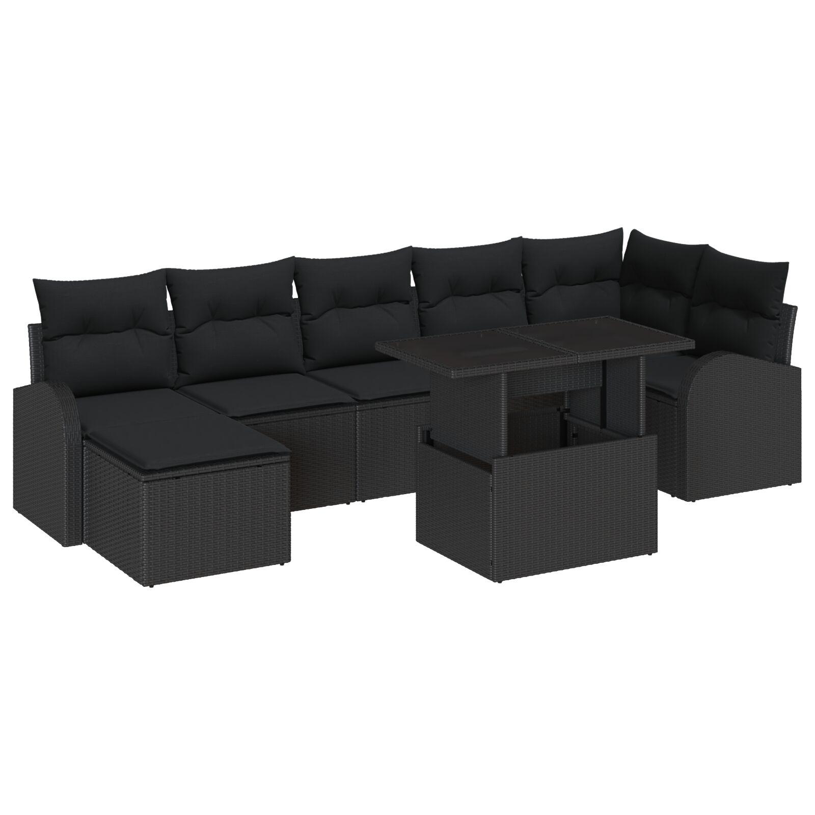 Havesofa Sæt med opbevaring 8 stk Sort Poly rattan billede