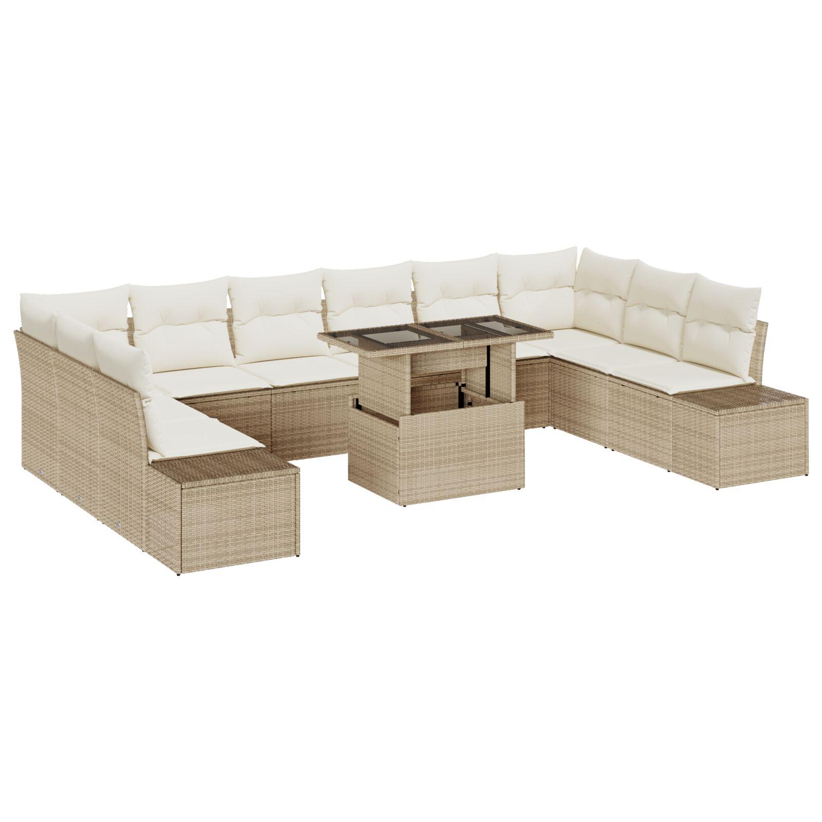 Havesofa Sæt med opbevaring 11 stk Beige Poly rattan billede