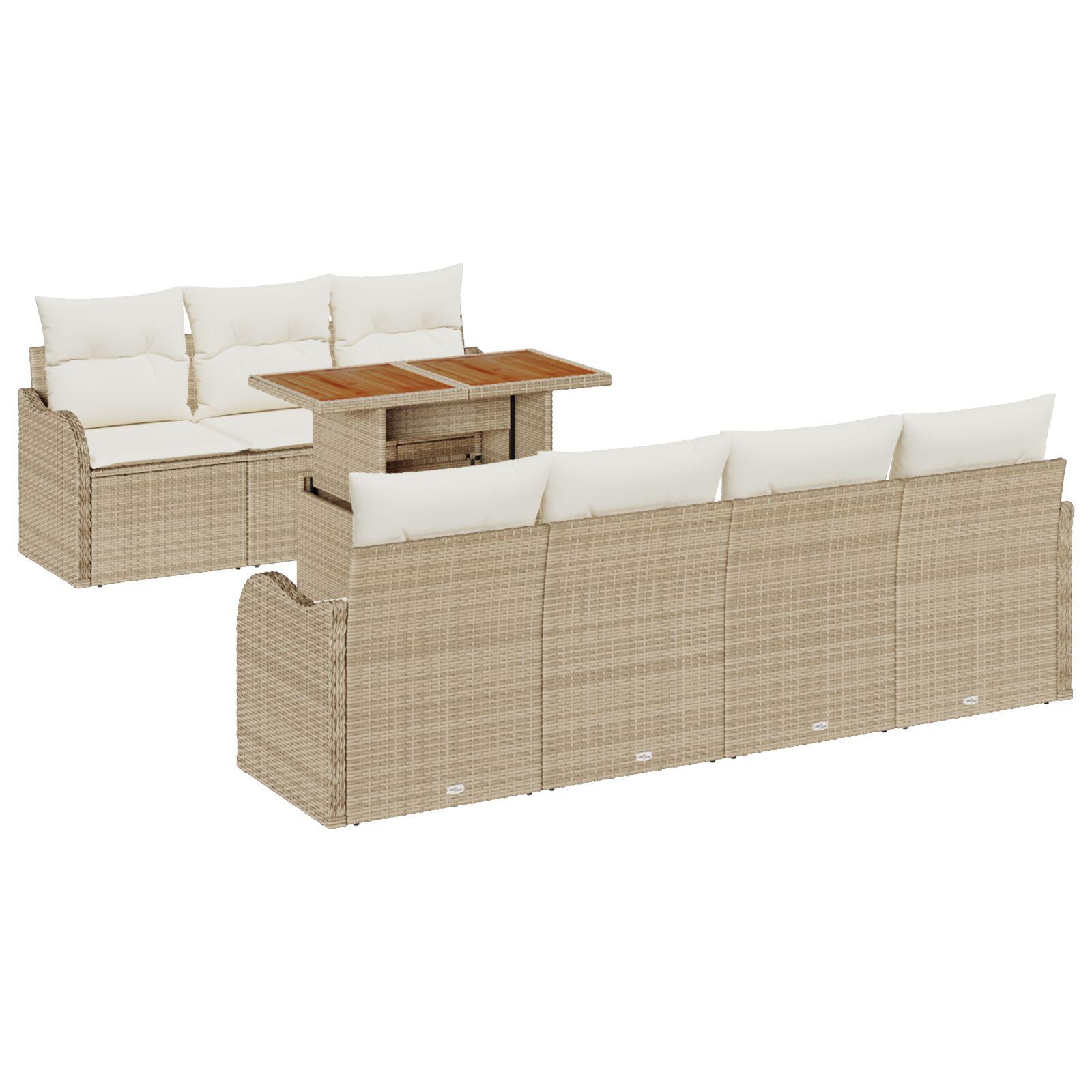 Havesofa Sæt med opbevaring 8 stk Beige Poly rattan billede