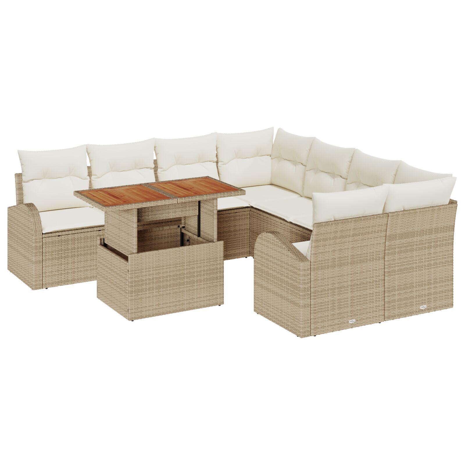 Havesofa Sæt med opbevaring 9 stk Beige Poly rattan billede
