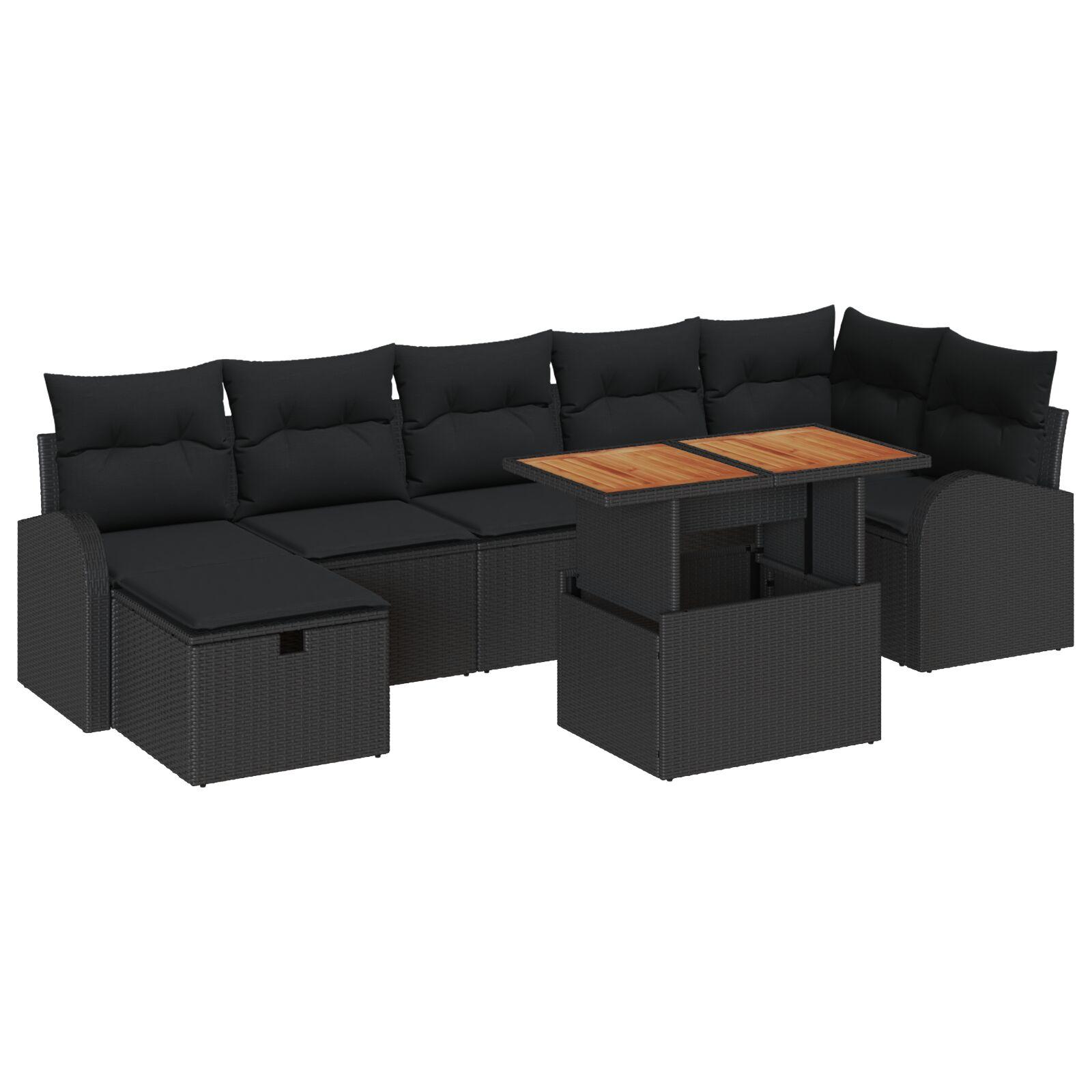 Havesofa Sæt 8 stk Sort polyrattan billede