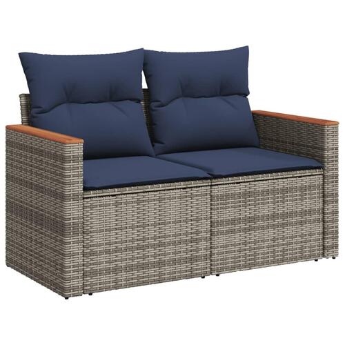 2-personers havesofa med hynder polyrattan grå