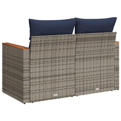 2-personers havesofa med hynder polyrattan grå