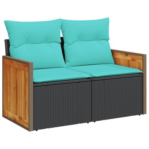 2-personers havesofa med hynder polyrattan sort