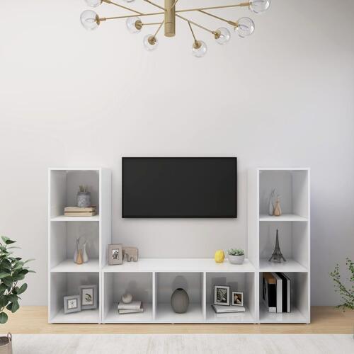 Tv-skabe 3 stk. 107x35x37 cm konstrueret træ hvid