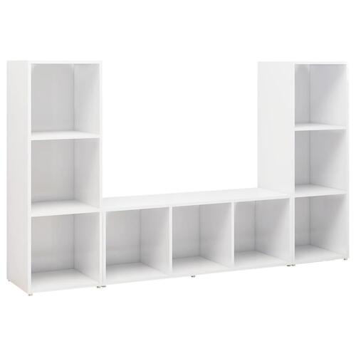 Tv-skabe 3 stk. 107x35x37 cm konstrueret træ hvid