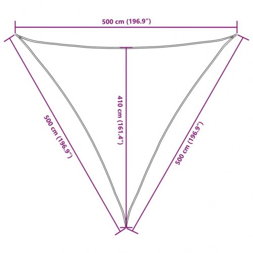 Solsejl 5 x 5 x 5 m - trekantet oxfordstof, gråbrun