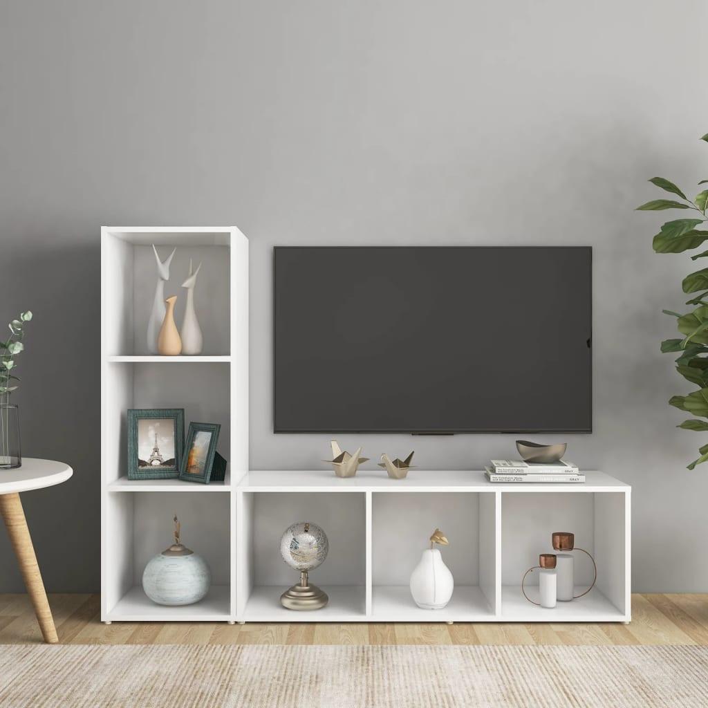 Tv-skabe 2 stk. 107x35x37 cm konstrueret træ hvid