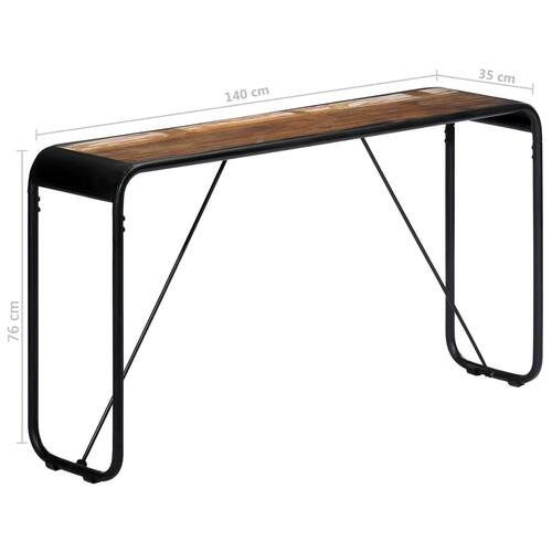 Konsolbord 140x35x76 cm massivt genbrugstræ