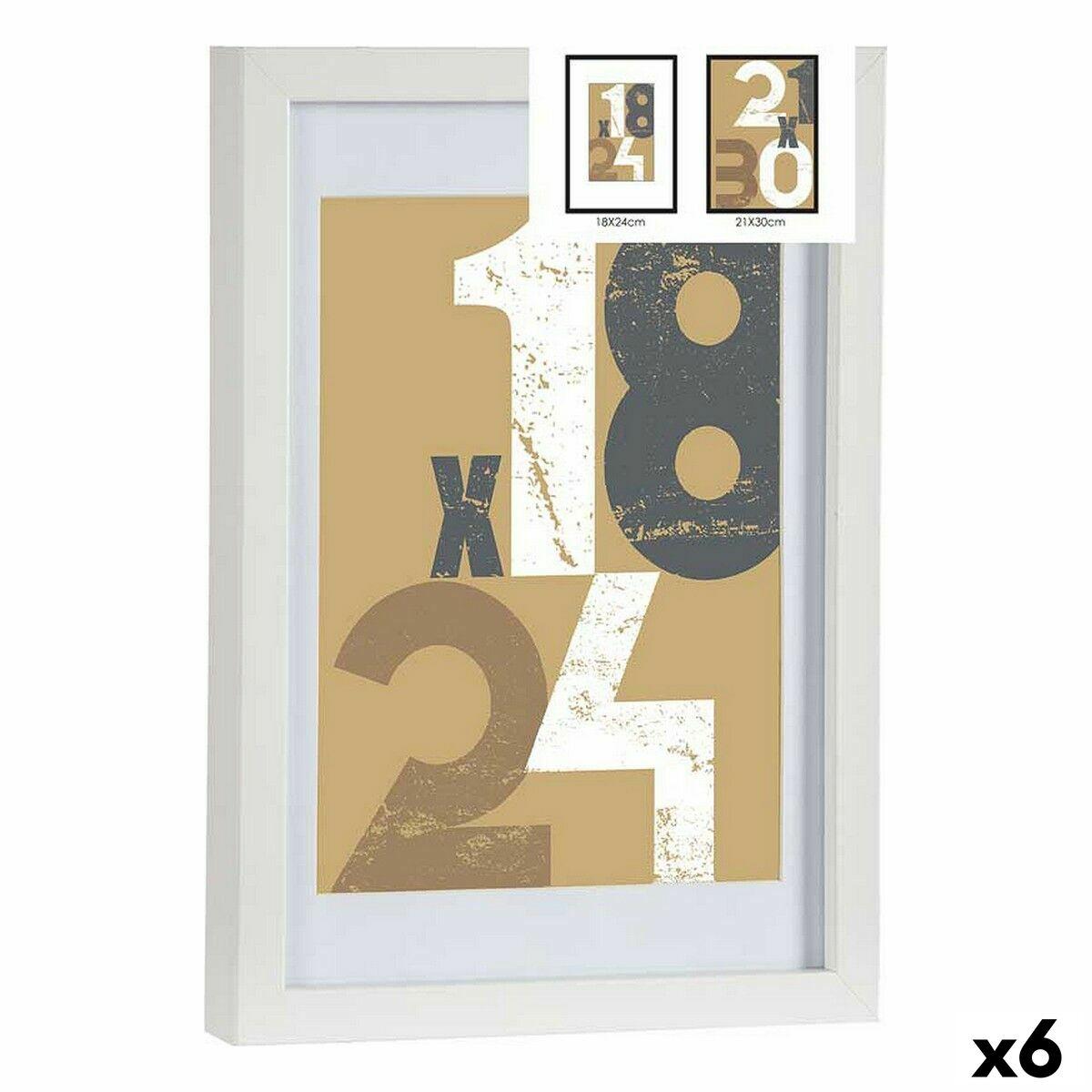 Fotoramme 18×24 cm - hvid glas/Træ MDF (6 stk.)