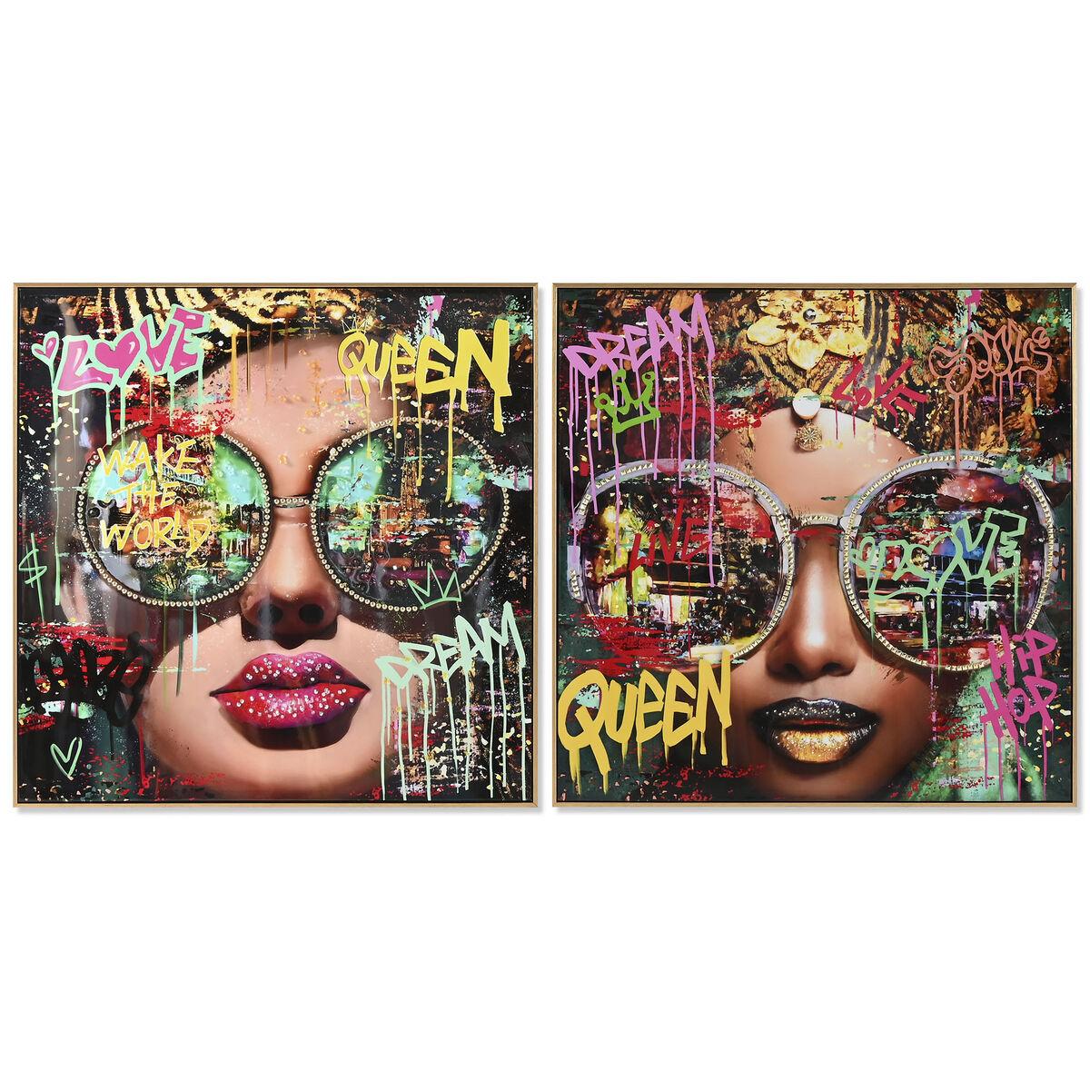 Vægmaleri på lærred - moderne, sort, 82 × 82 cm