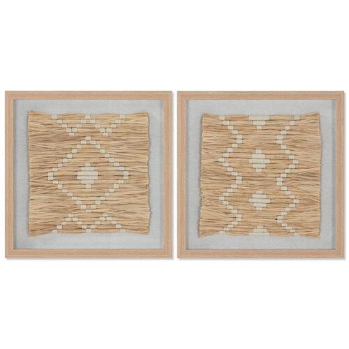 Maleri Home ESPRIT Hvid Natur Skandinavisk 40 x 3 x 40 cm (2 enheder)