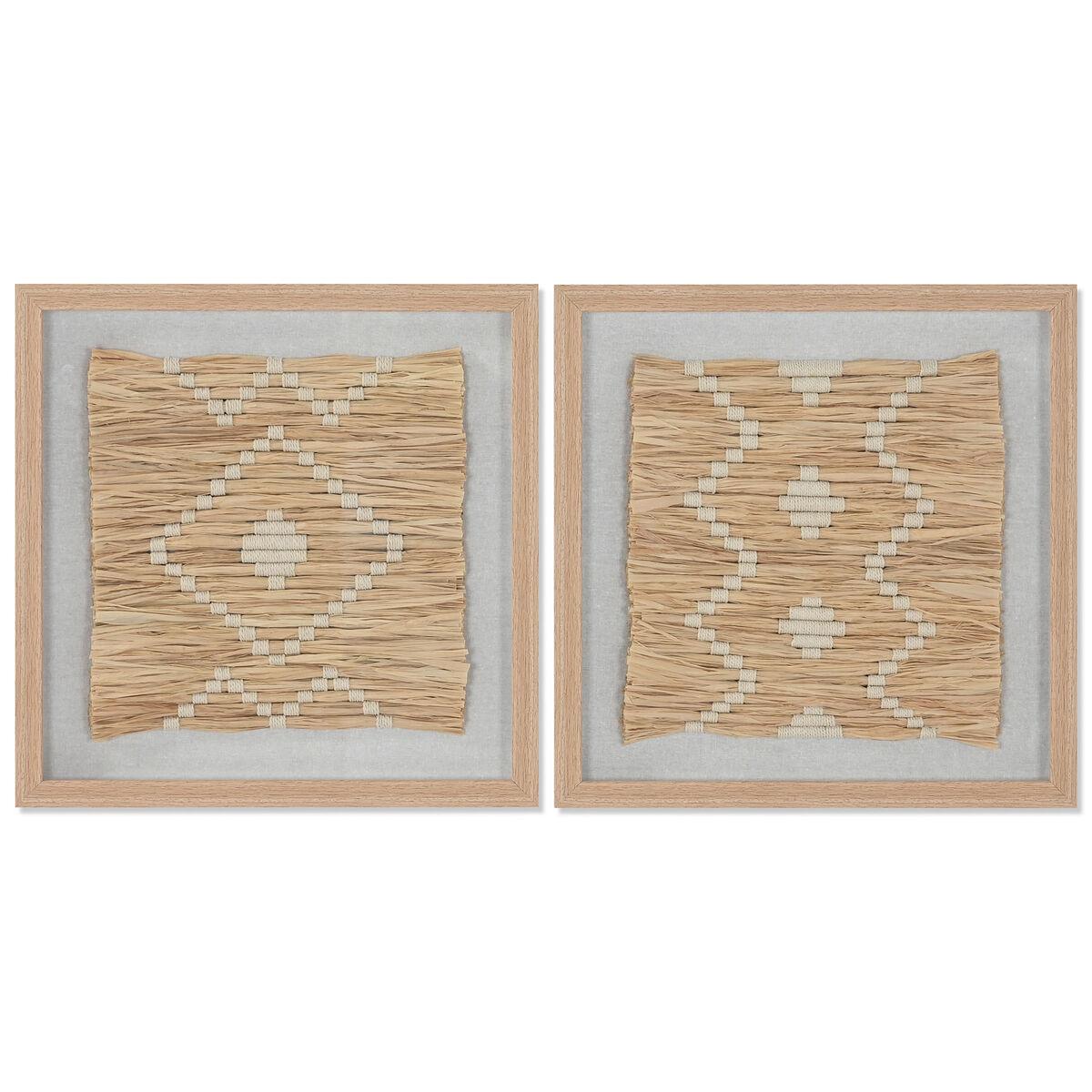 Maleri Home ESPRIT Hvid Natur Skandinavisk 40 x 3 x 40 cm (2 enheder)