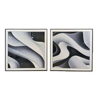 Maleri Home ESPRIT Hvid Sort Abstrakt Moderne 80 x 3,5 x 80 cm (2 enheder)