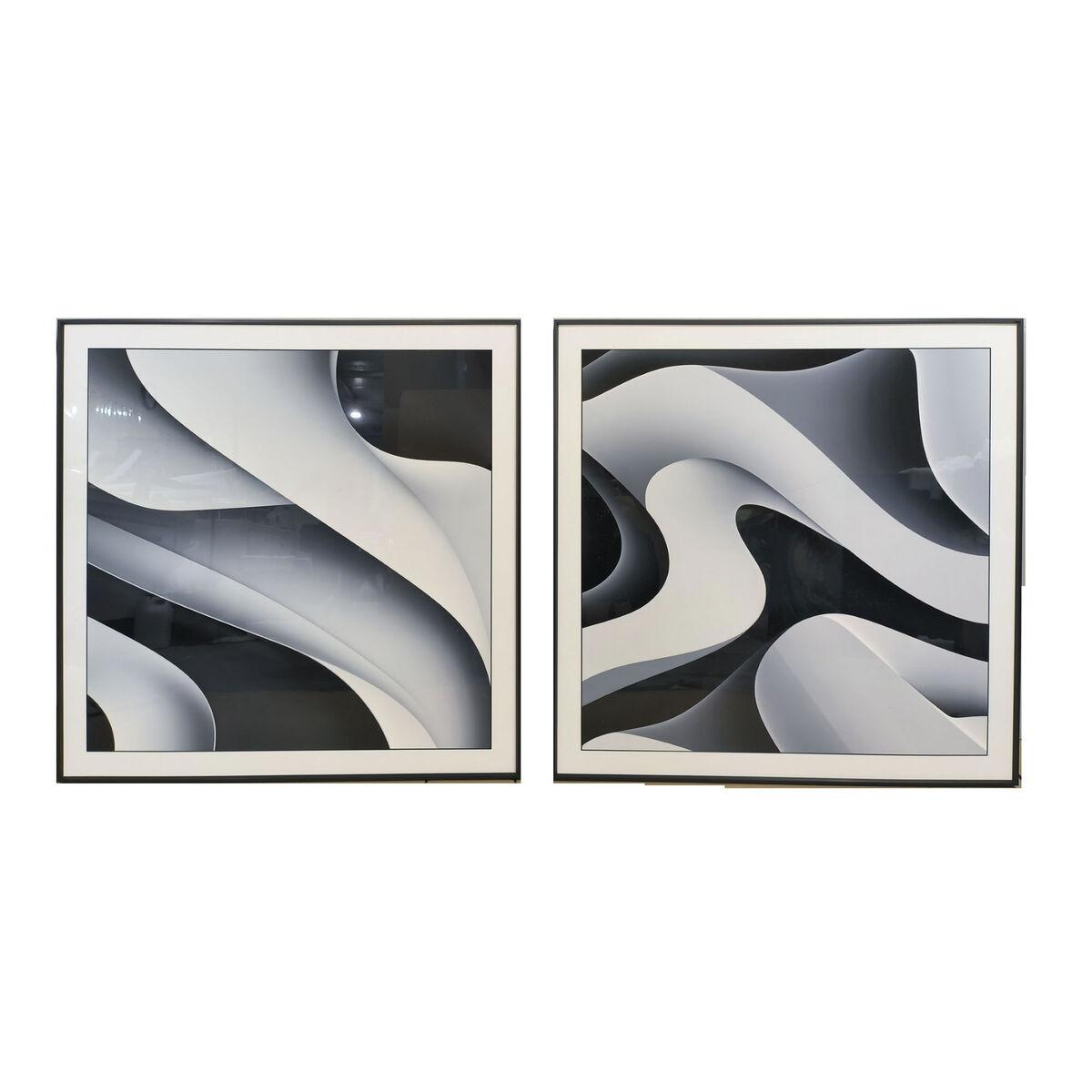 Maleri Home ESPRIT Hvid Sort Abstrakt Moderne 80 x 3,5 x 80 cm (2 enheder)