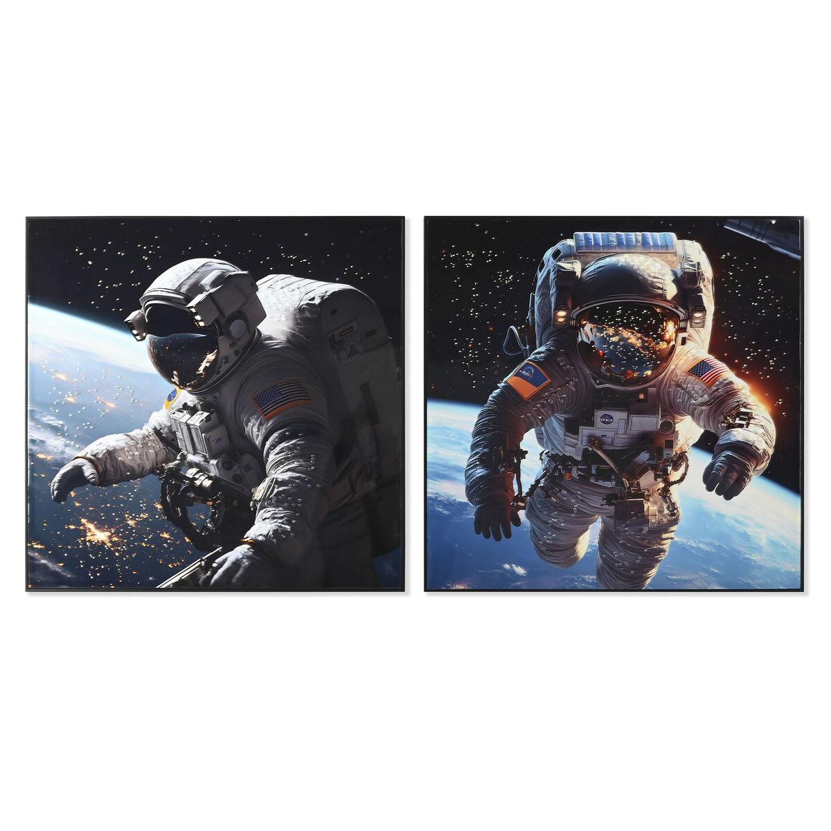 Lærredsmaleri - Astronaut, 100 x 100 cm, sort/blå