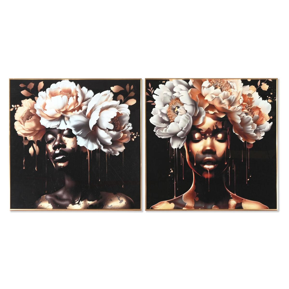 Maleri - aluminium og træ MDF, 80 × 3,5 × 80 cm, hvid/sort/gylden