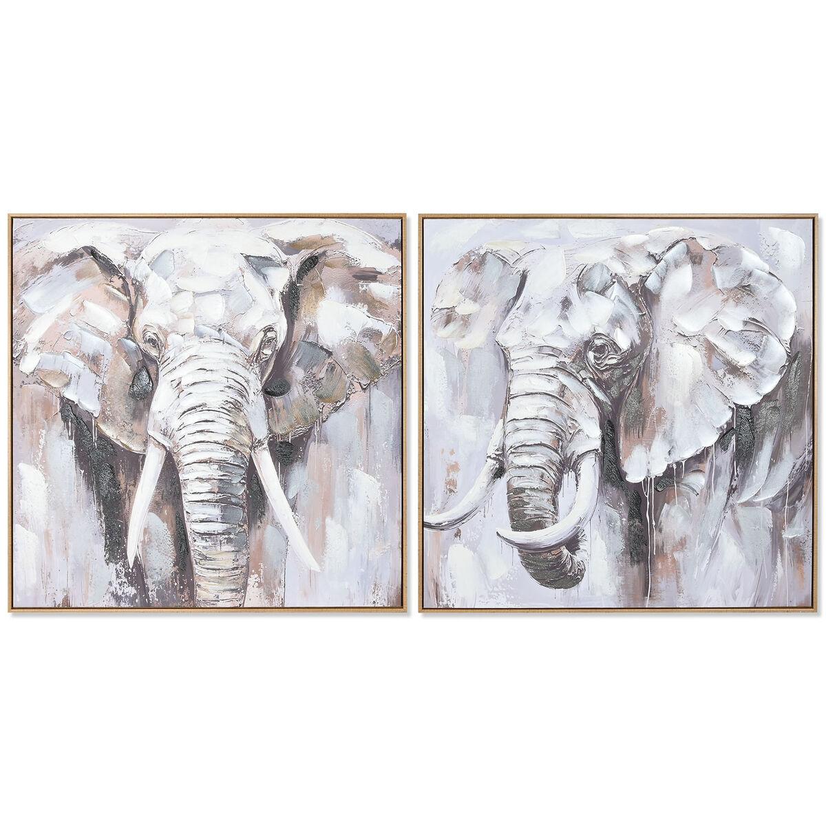 Lærredsmaleri - Elefant, håndmalet, 80 × 80 cm