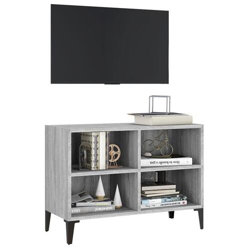 Tv-bord med metalben 69,5x30x50 cm grå sonoma-eg