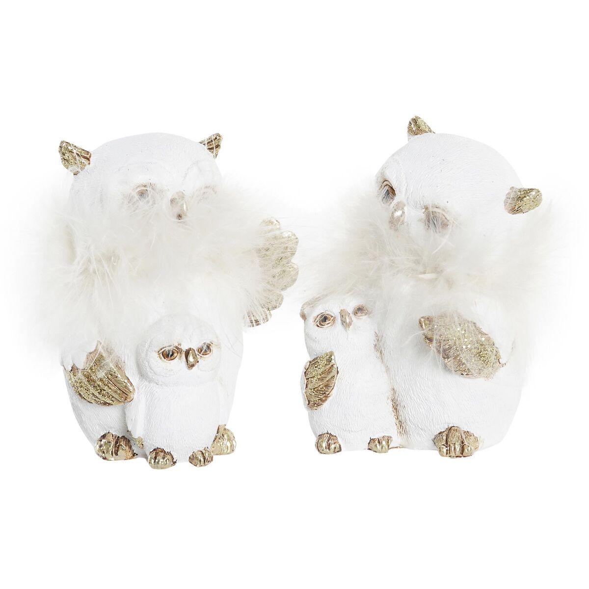 Juleugler i harpiks - 2 stk., hvid/guld (7,5 × 7 × 10 cm)