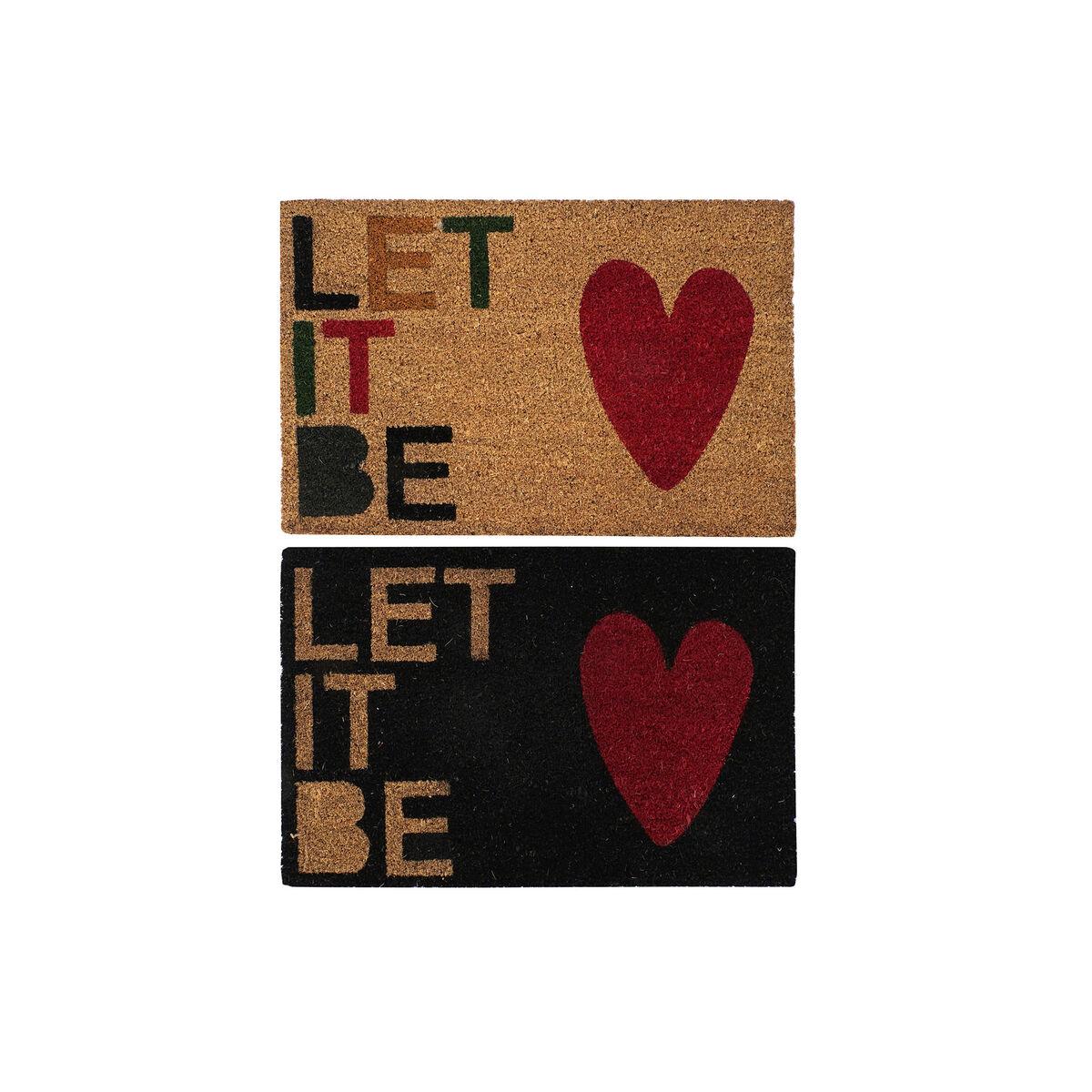 Dørmåtte - 2 stk. i kokosfiber og gummi, rød/sort/brun, 60 × 40 × 1,5 cm
